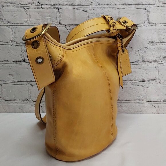 COACH 'BLEEKER COBBLESTONE' LEATHER DUFFLE SHOULDER BAG ALLOY HARDWARE BUCKLES - Picture 3 of 16